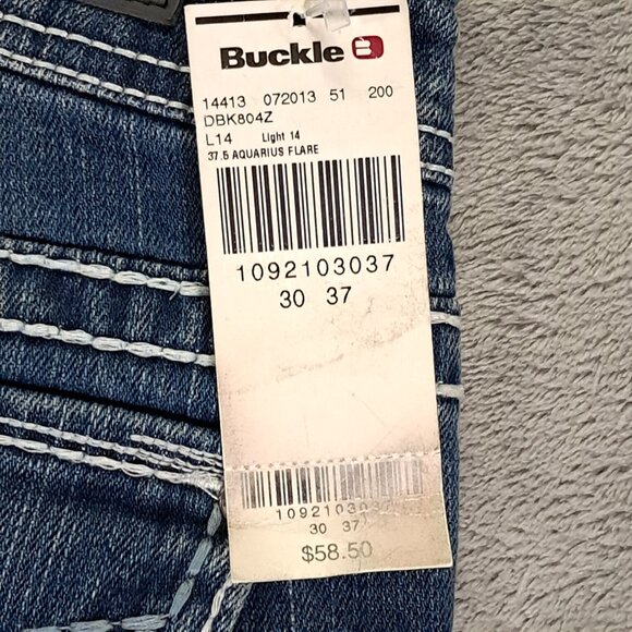 NEW NWT Daytrip Aquarius Flare Jean Women 32x37, Tag 30 XL Contrast Stitch Blue - Picture 14 of 16